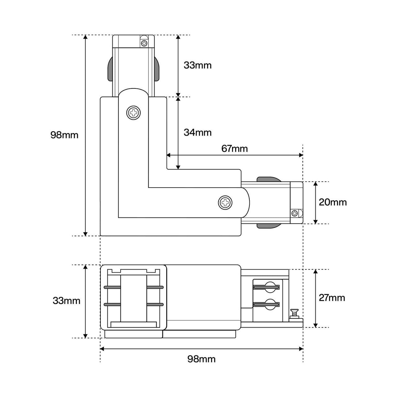 Connettore tipo "L" Trifase, Nero, Alimentazione Centrale, SX - Elettrohub.it