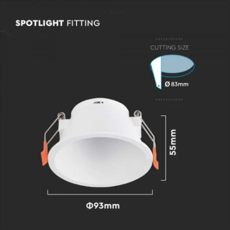 Portafaretto Rotondo Fisso da Incasso per Lampadine GU10 Bianco