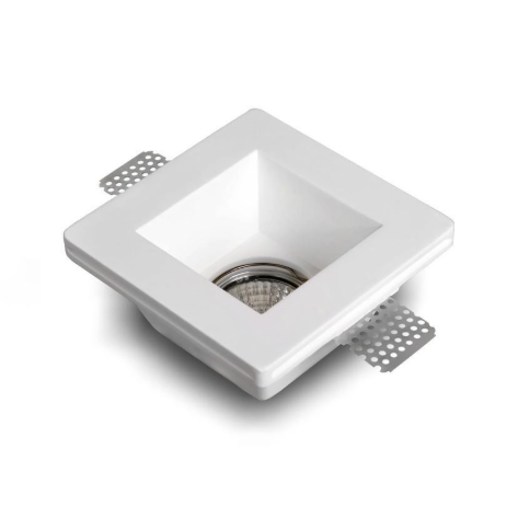 Portafaretto Quadrato fondo, da Incasso, in Gesso per Lampadine GU10 e GU5.3