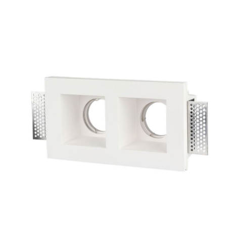 V-Tac Portafaretto Doppio Rettangolare, da Incasso, in Gesso per Lampadine GU10 e GU5.3 - Elettrohub.it