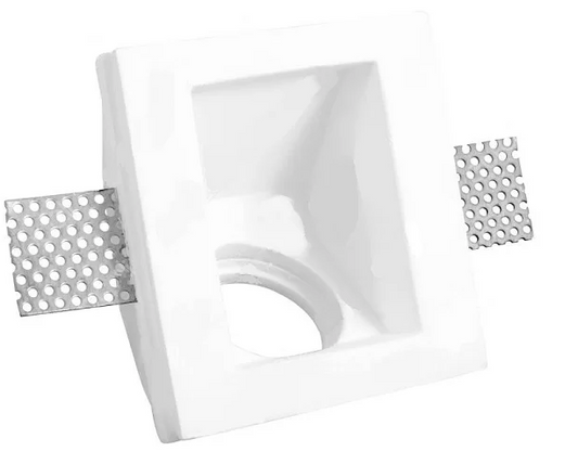 Portafaretto Quadrato, da Incasso, in Gesso per Lampadine GU10 e GU5.3 - Parte interna asimmetrica