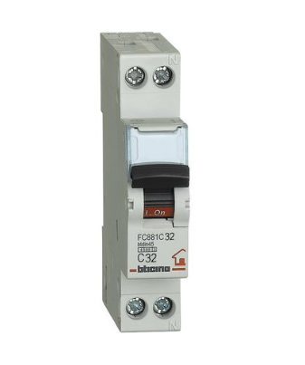 Interruttore magnetotermico bticino 1p+n 32a 4.5ka curva c - 1 modulo DIN 230 va.c. - Elettrohub.it