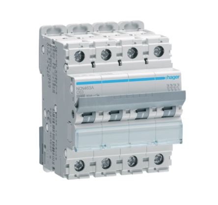 Interruttore magnetotermico 4P 63A 15kA curva C 4M - HAGNCN463A