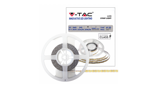 Striscia LED Flessibile 100W V-Tac SMD Monocolore 240 LED/metro 12V - Bobina 5 metri - Potenza 20 w/m