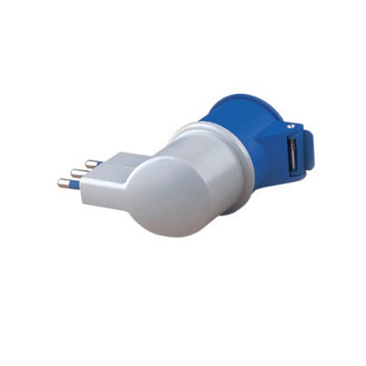 Adattatore Industriale 1 Spina Italiana 2P+T 16A e 1 Presa CEE 2P+T 16A 250V per Uso Interno