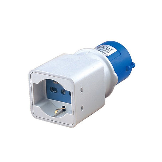 Adattatore con 1 Spina CEE industriale 2P+T e 1 Presa SCHUKO + 10/16A 2P+T 250V + 10/16A 2P+T 250V