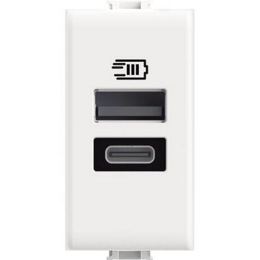 Presa usb doppia bticino matix tipo a+c 15w 230v 1 modulo bianco tensione uscita 5vdc AM4191AC