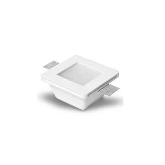 Portafaretto Quadrato fondo, da Incasso in Gesso per Lampadine GU10 e GU5.3 - Con copertura in vetro