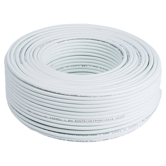 Cavo allarme 2x0,5 + 4 bianco 100 m - Matassa da 100 metri