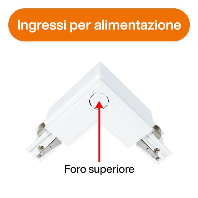 Connettore tipo "L" Trifase, Bianco, Alimentazione Centrale, SX - Elettrohub.it