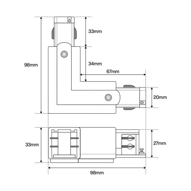 Connettore tipo "L" Trifase, Bianco, Alimentazione Centrale, SX - Elettrohub.it