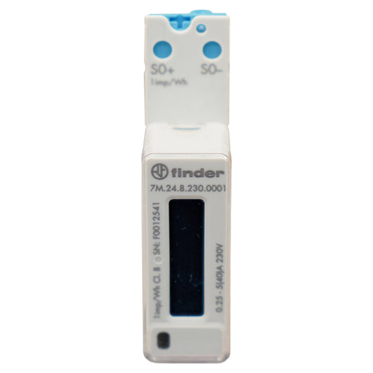 Contatore di energia finder monofase con display 40a-ac (50/60 hz) 230v basic (solo kwh)