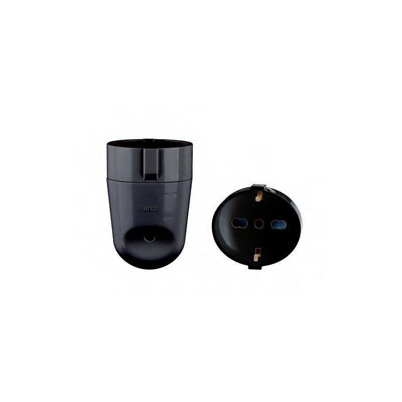 Presa Singola Schuko + 10/16A 2P+T Con Uscita Cavo Dritta Colore Nero - Elettrohub.it