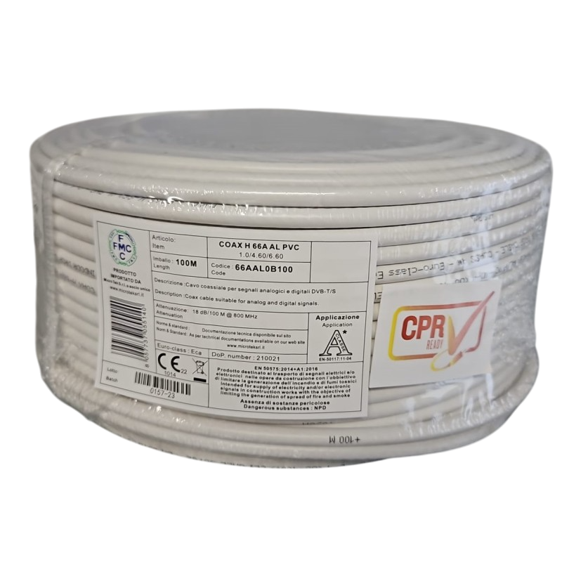 Cavo Micro Tek Cavo coassiale H-66A - Ø6.6 - AL PVC  - 66AAL0B100 - Matassa da 100 metri