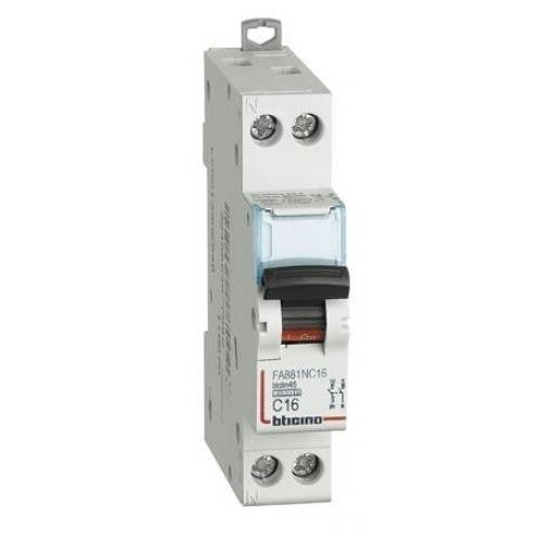 Interruttore magnetotermico bticino 1p+n 16a 4.5ka curva c 1 modulo 230 va.c.