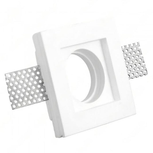 Portafaretto Quadrato piatto, da Incasso, in Gesso per Lampadine GU10 e GU5.3 -