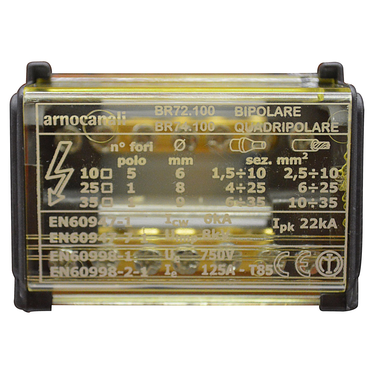 Morsettiera bipolare 7 fori 125a