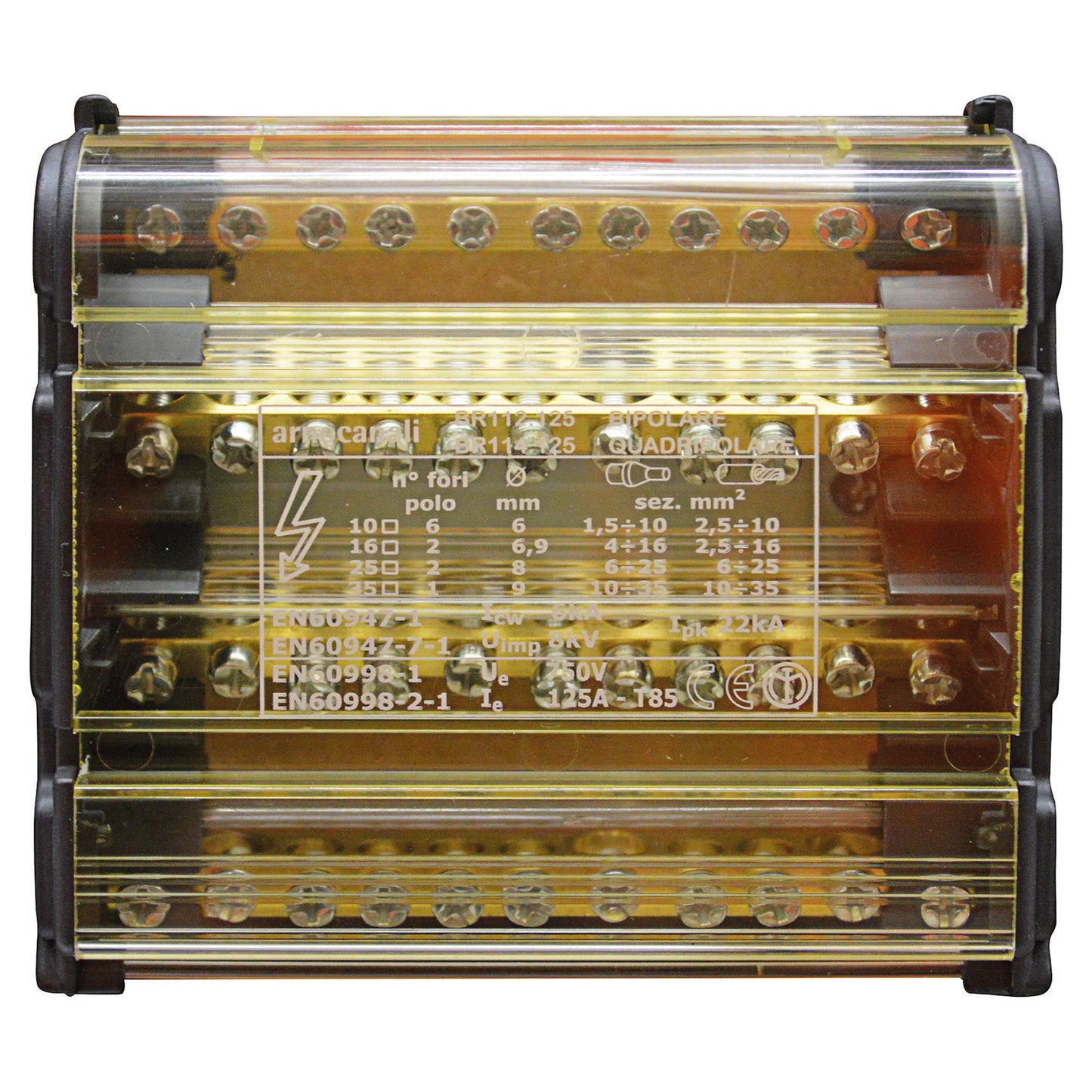 Morsettiera tetrapolare 11 fori 125a