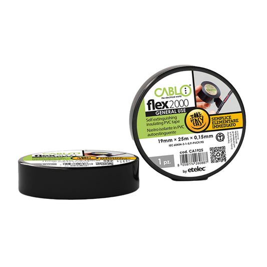 Nastro isolante cablo 19x0,15 mm 25 m colore nero