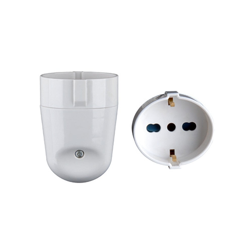 Presa Singola Schuko + 10/16A 2P+T Con Uscita Cavo Dritta Colore Bianco