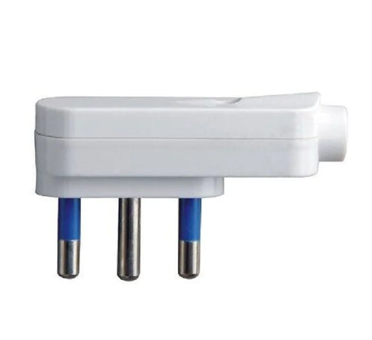 Spina Singola Angolare 16A 2P+T Salvaspazio con Uscita Cavo Dritta Colore Bianco