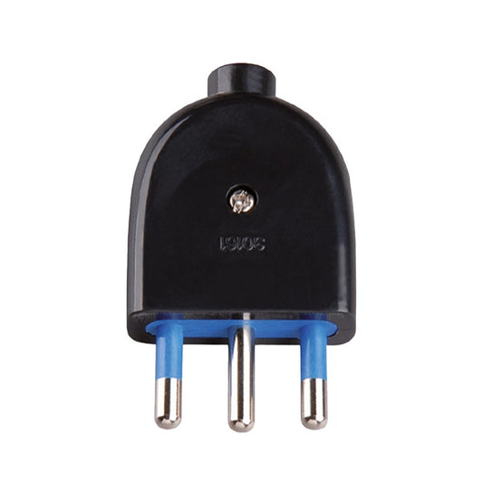 Spina Singola 16A 2P+T con Uscita Cavo Dritta Colore Nero