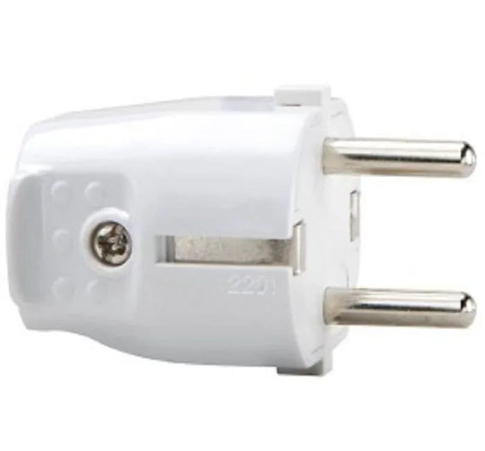 Spina Singola Schuko 16A con Uscita Cavo Dritta Colore Bianco
