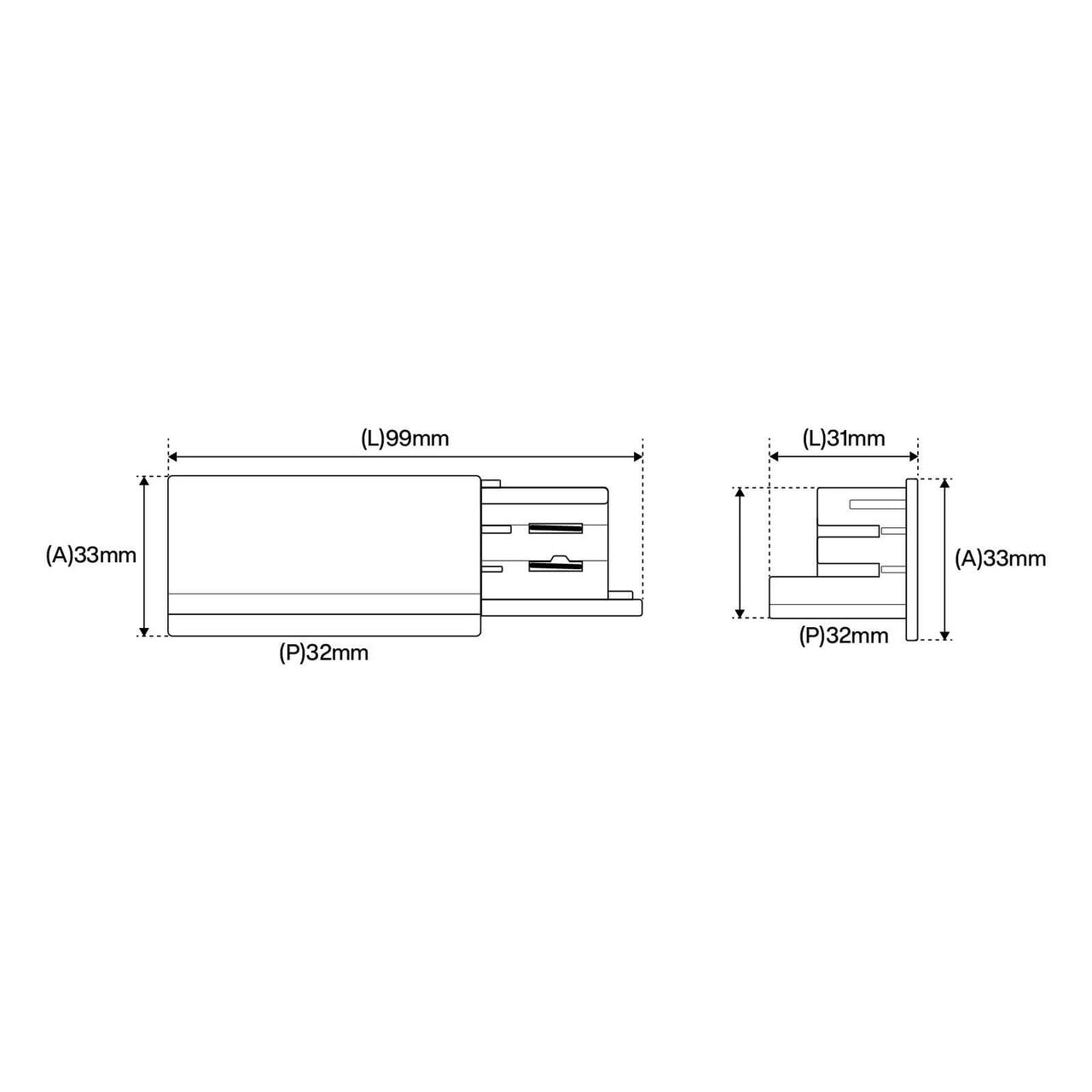 Kit Connettore di Alimentazione DX e Tappo Terminale Trifase, Nero
