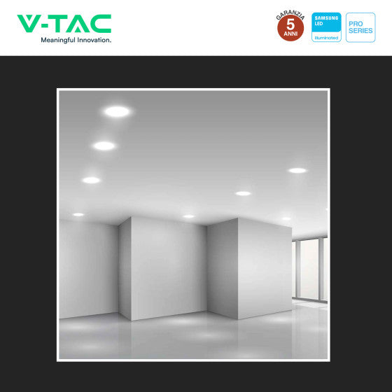 Pannello LED Rotondo 6W V-Tac SMD Chip Samsung da Incasso con Driver - Disponibile Luce: Calda 3000K, Naturale 4000K e Fredda 6500K