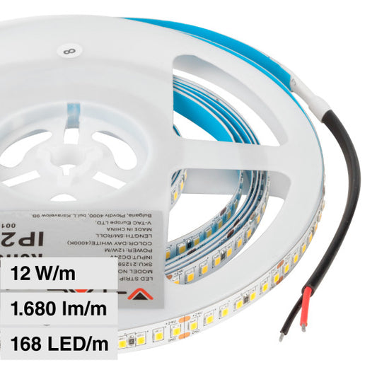 V-Tac Striscia LED Flessibile 60W SMD Monocolore 168 LED/metro 24V - Bobina 5 metri - Potenza 12 w/m
