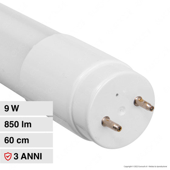 Tubo LED SMD Nano Plastic T8 G13 9W V-Tac  Lampadina 60 cm con Starter - Disponibile Luce: Calda 3000K - Naturale 4000K - Fredda 6500K - Elettrohub.it